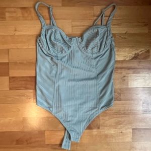 AllSaints Yuni Green Rib Bodysuit